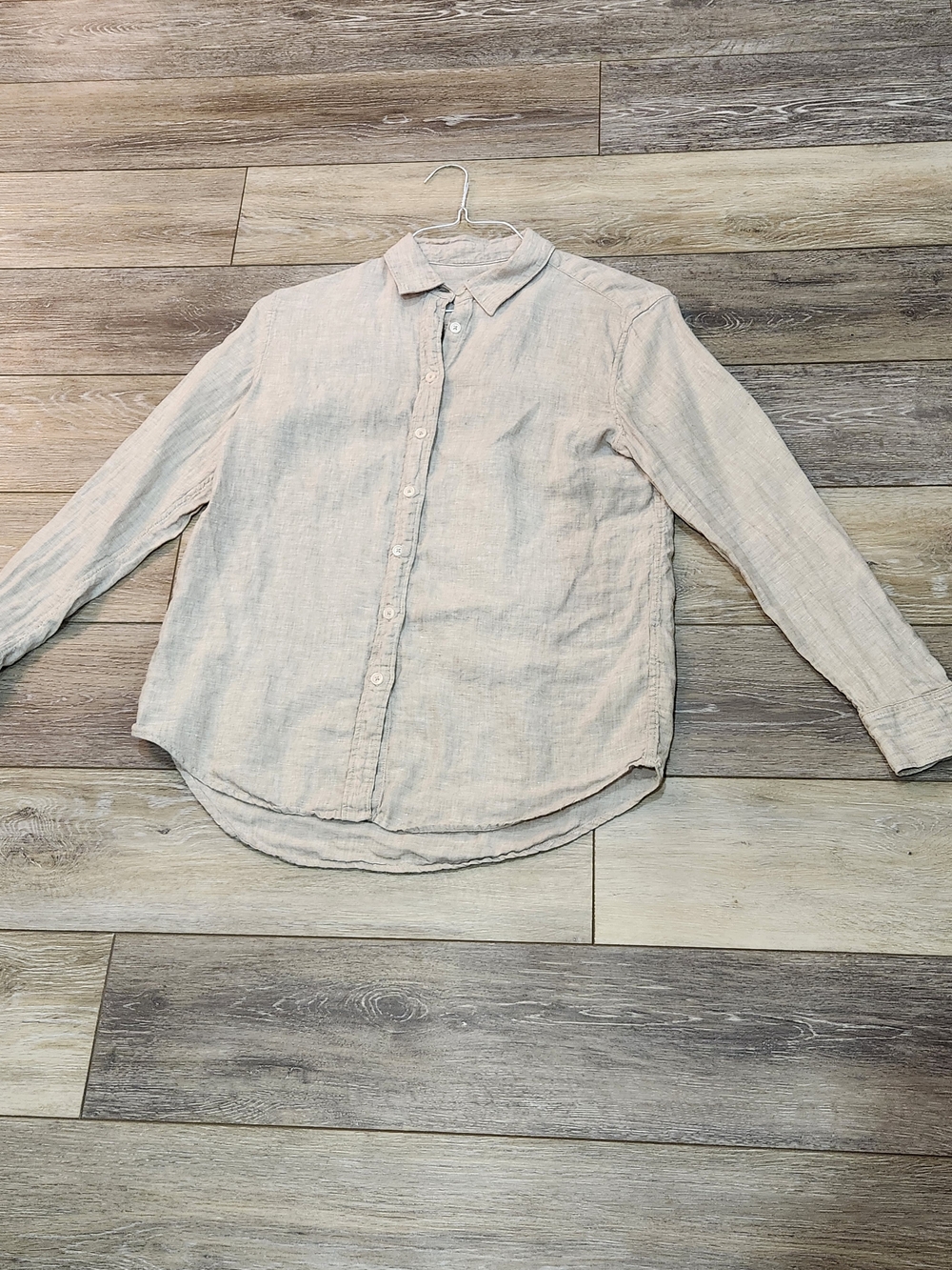 Quince Light Beige Linen-Blend Button-Down Shirt